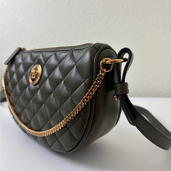 Versace Medusa Quilted Olive Green Crossbody Bag - Picture 11 of 13